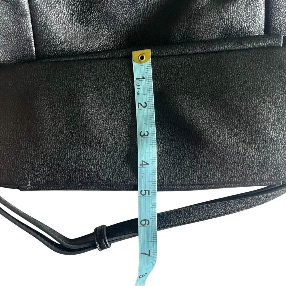 A New Day Black Pebbled Faux Leather Satchel Crossbody Bag Gold Hardware